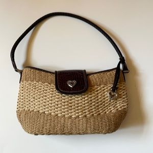 🛒 CLEARANCE: Brighton Shoulder Bag Straw Woven Brown Leather Savannah